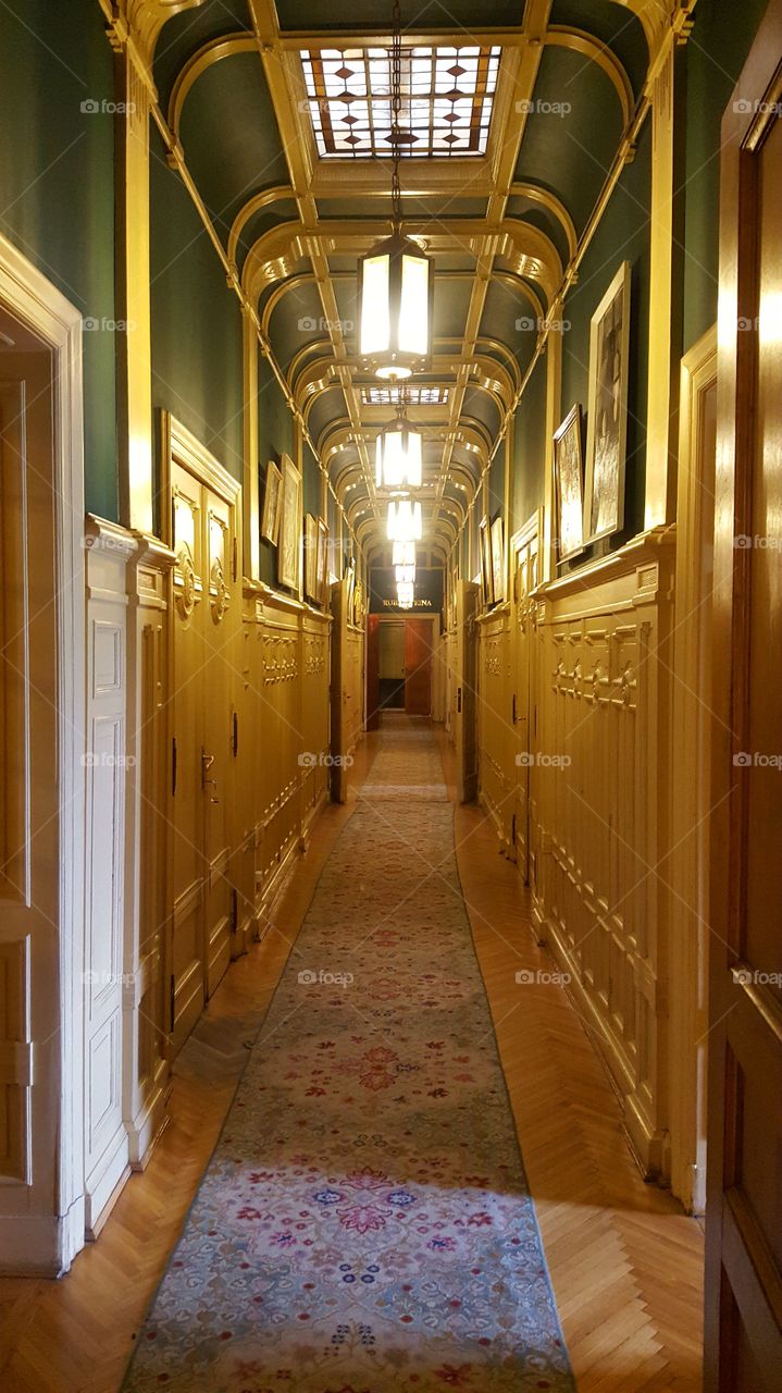an ornate panelled victorian era hallway