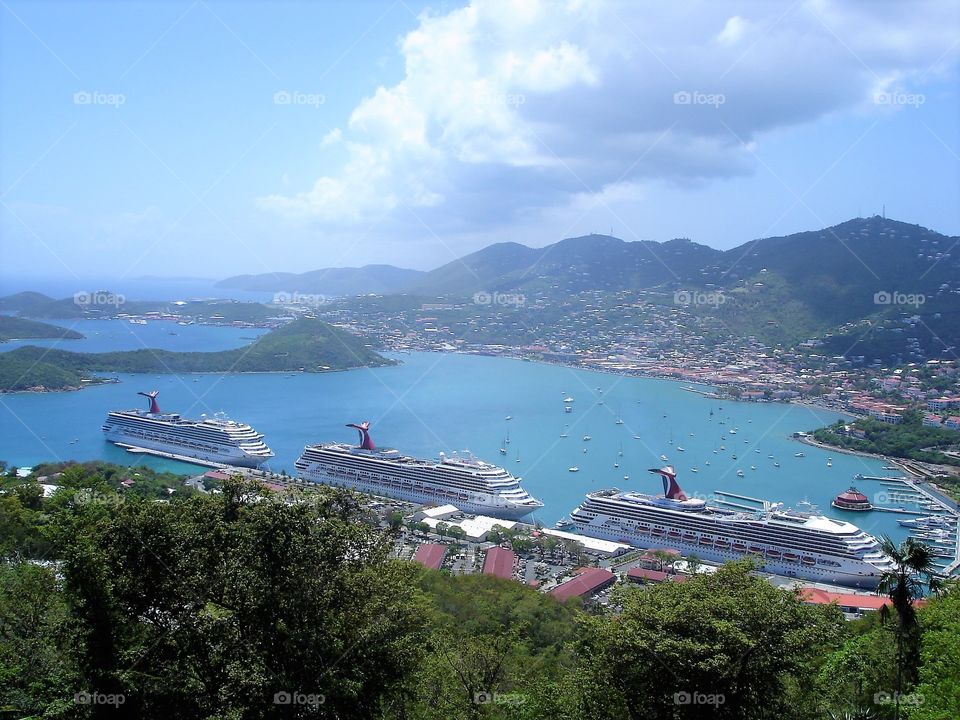 Cruise ships in port in Charlotte Amalie, St. Thomas