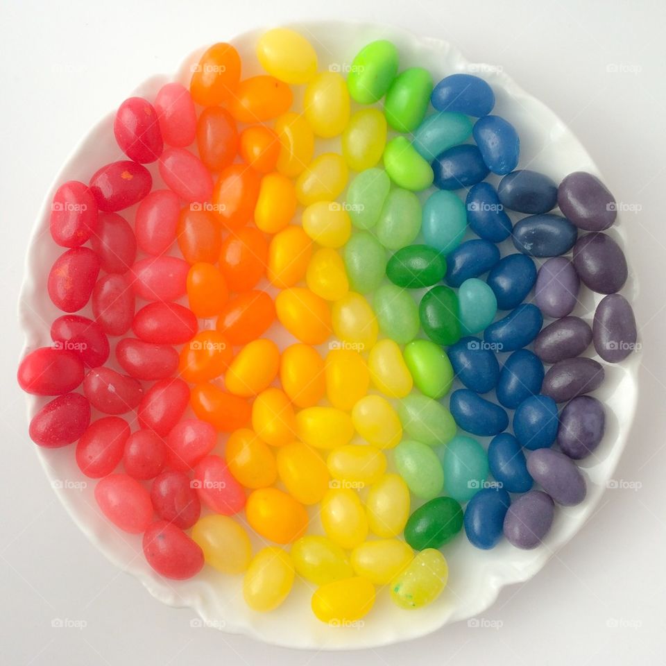 Bright Plate of Rainbow Jelly Beans