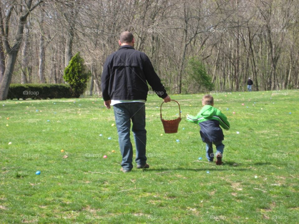 Hunting Easter Eggs with Dad