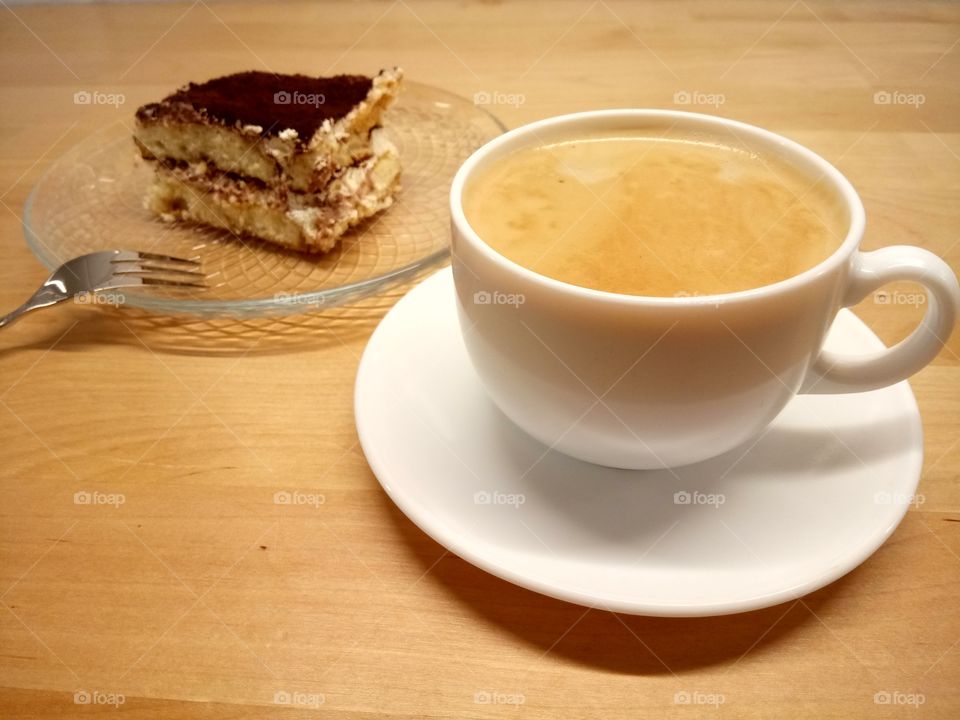 Coffee and cake , tiramisu