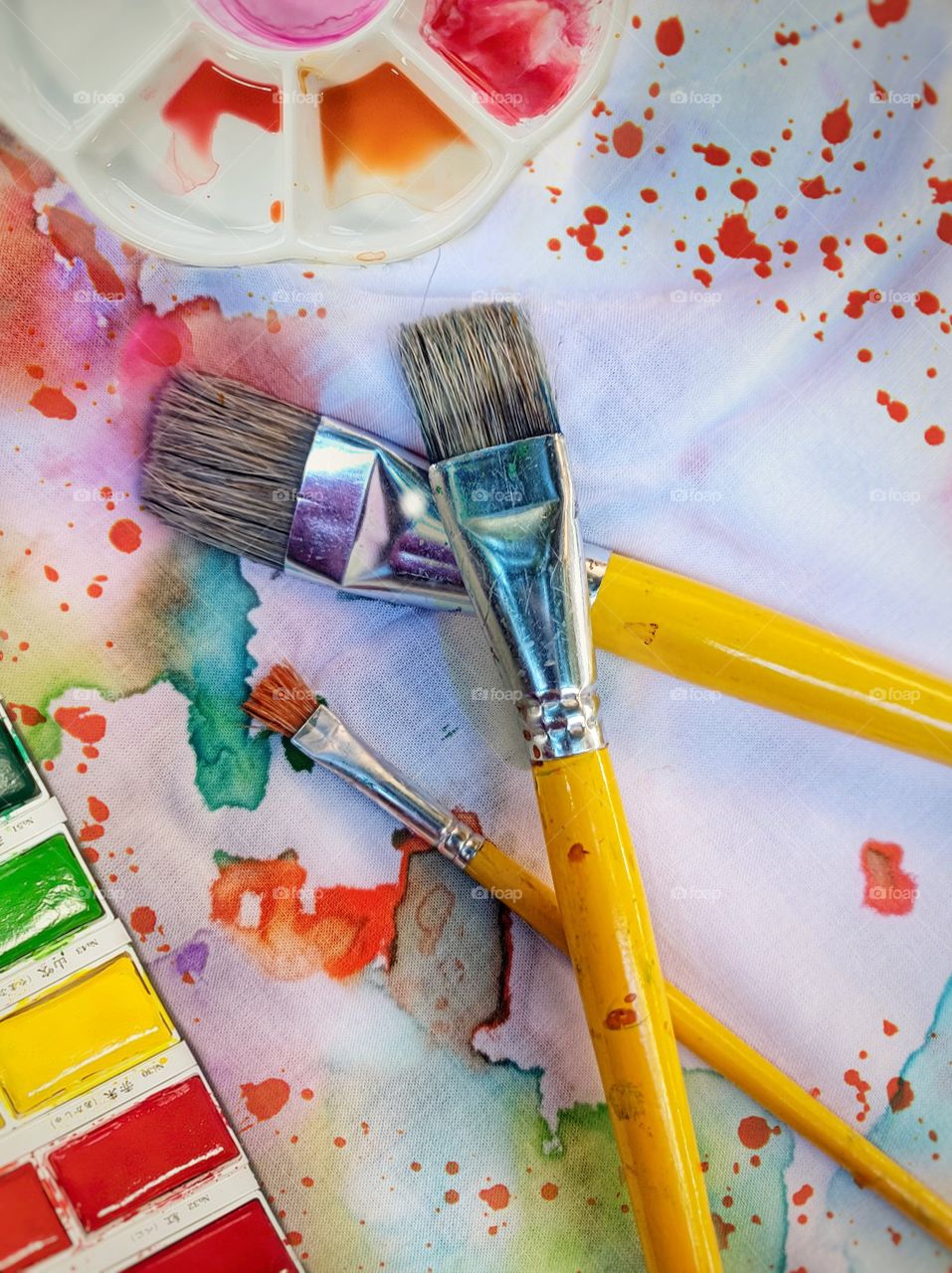 Brushes, paints and watercolor