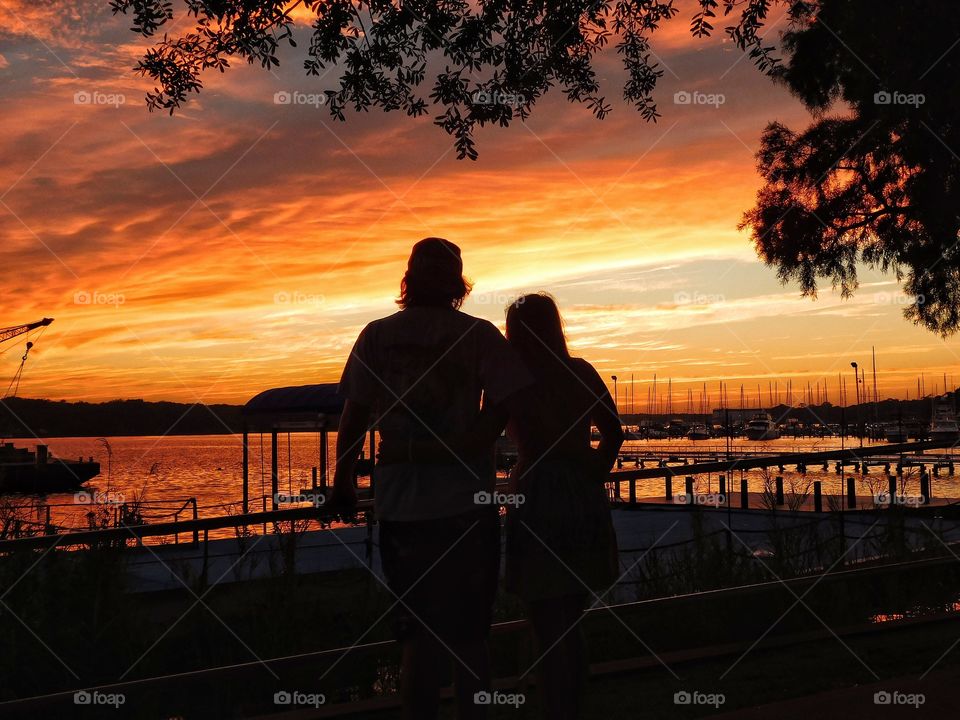 Couple admiring the sunset