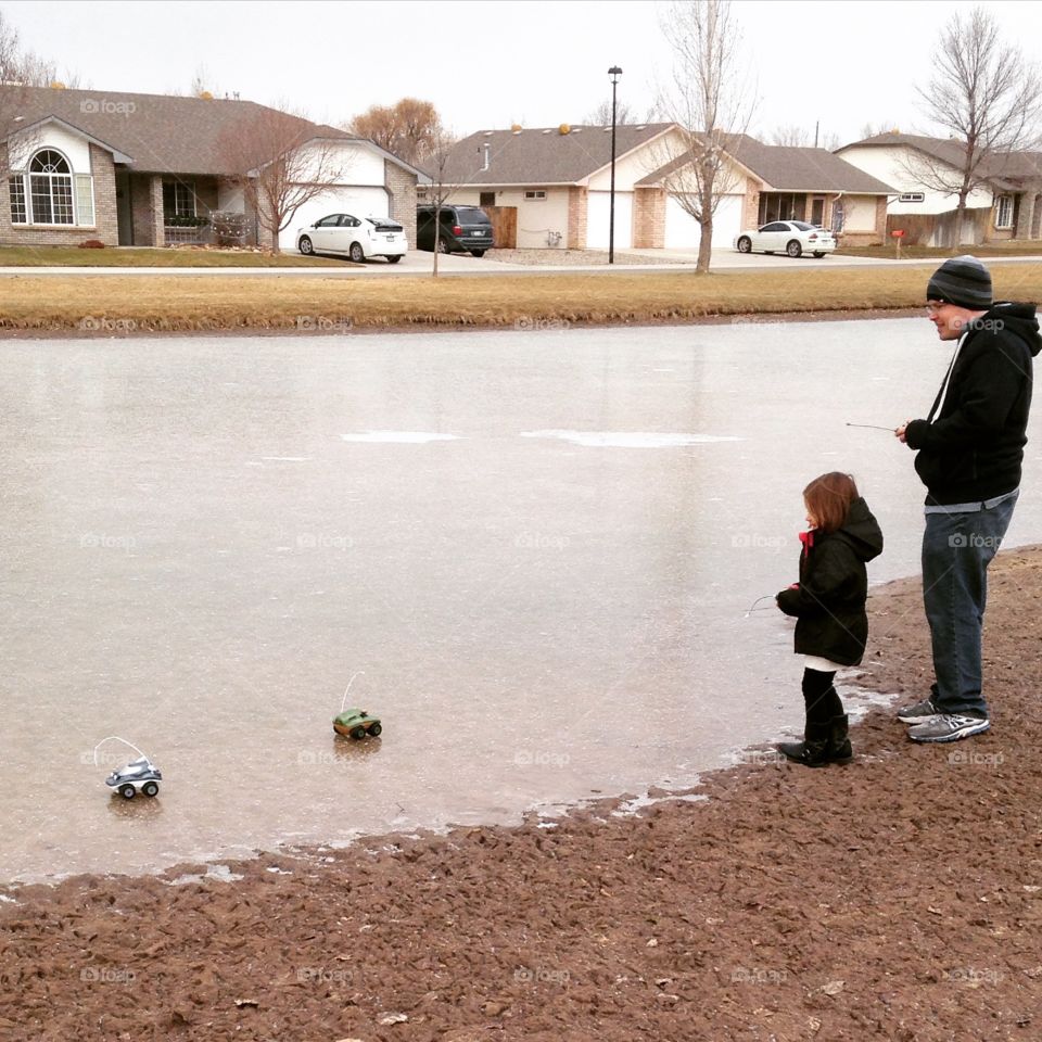 Fathers and daughters play together