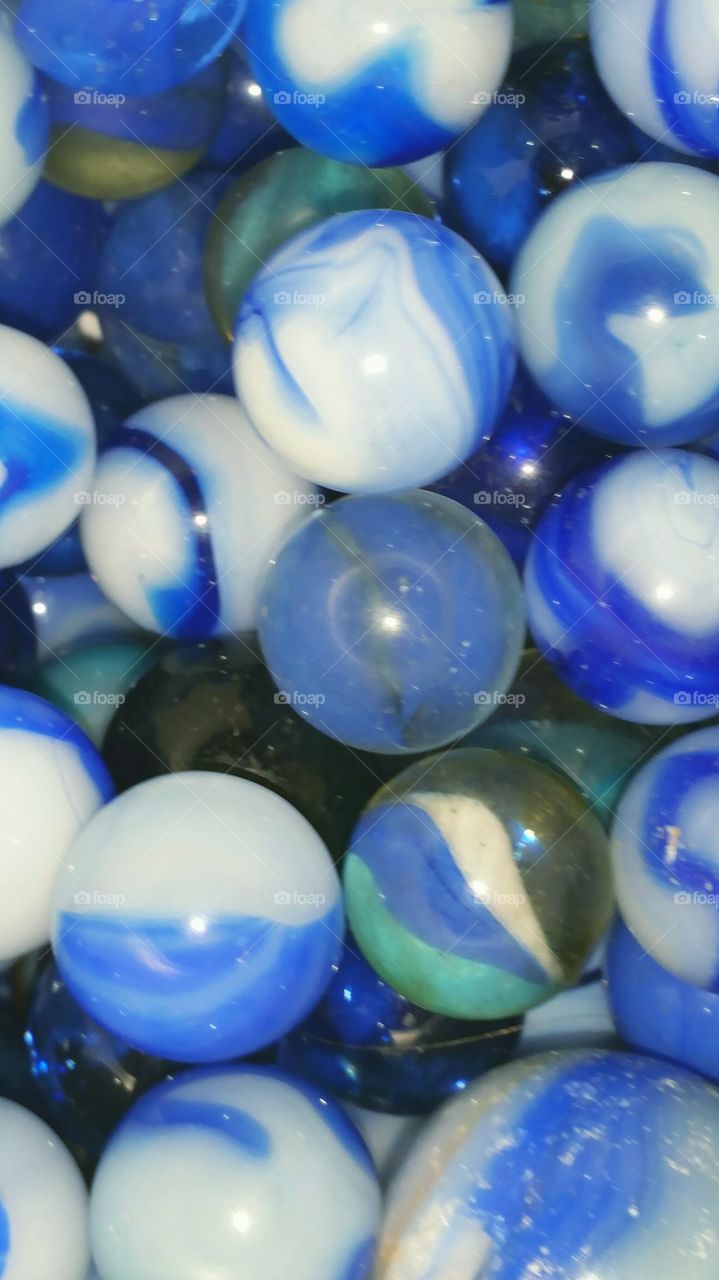 blue and white marbles
