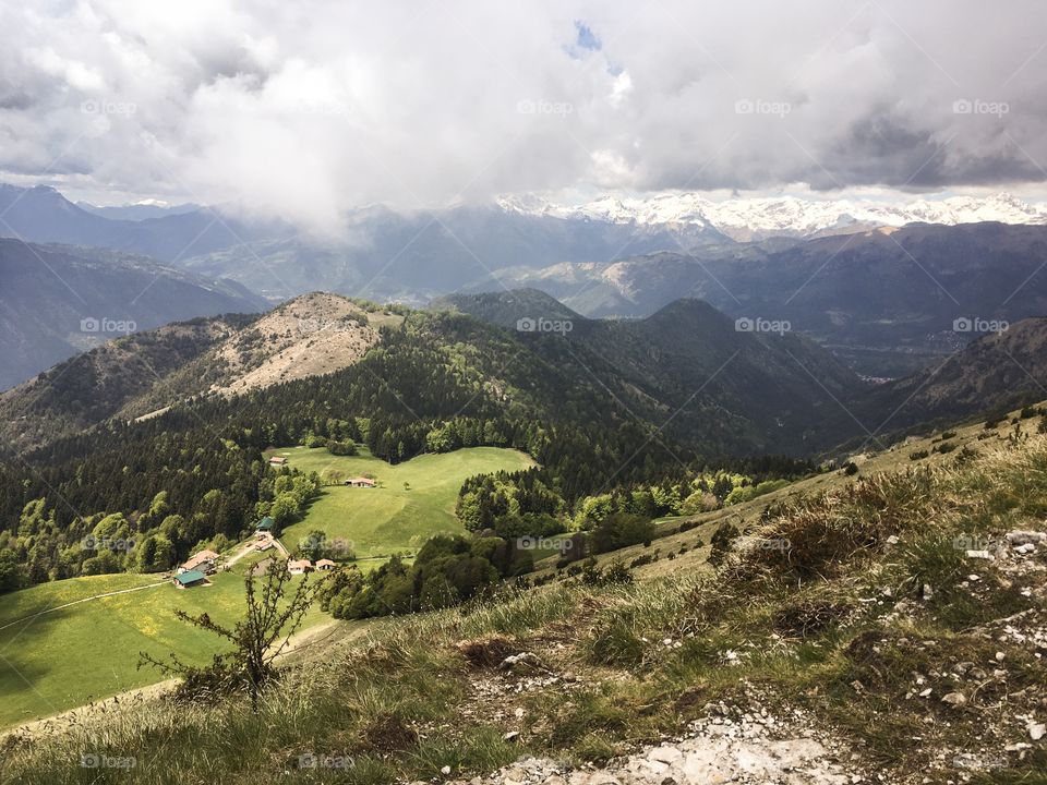 Scenic view of valley, Bergamo, Italy