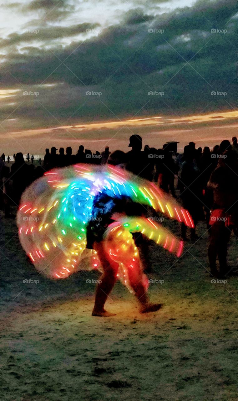lights fanning drum circle beach photo nokomis beach,  Fl