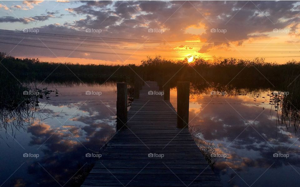 Sunset on Everglades pier