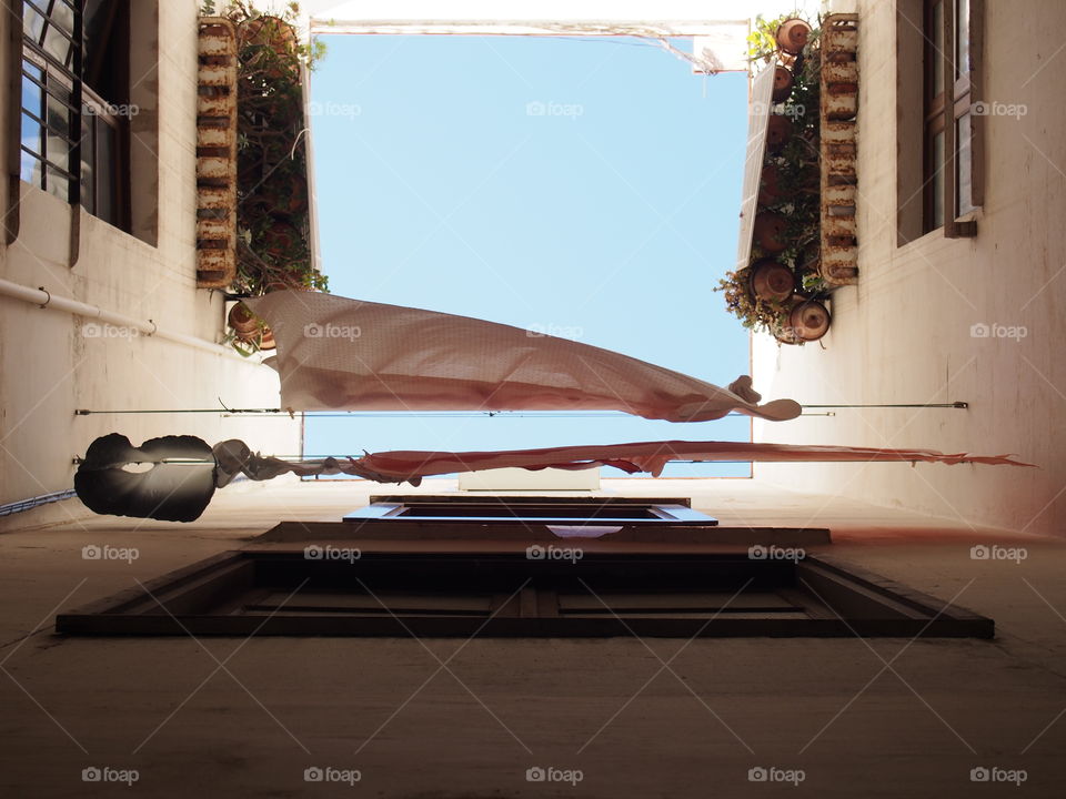 laundry hanging on the balcony