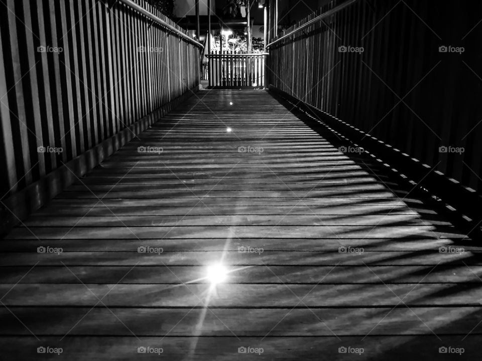 Wooden ramp with railing