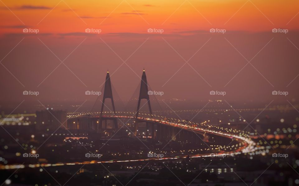 Night shot around Pak Nam Samut Prakan province, Thailand 