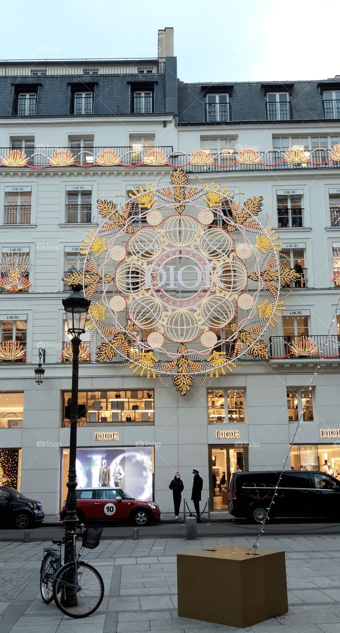 Dior shop in Paris at Xmas