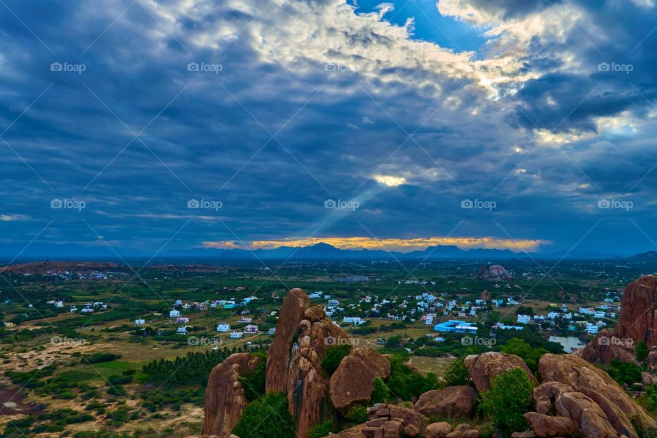 Country side landscape with amazing sun light 