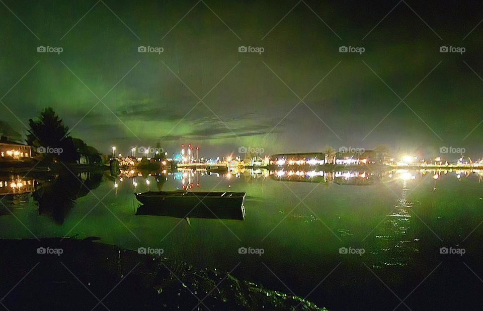 aurora borealis & green boat