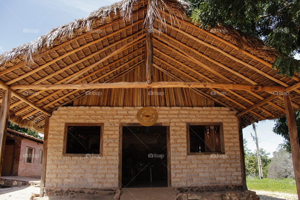 front view of a beautiful simple house of a quilombola group in Jalapão, Brazil
