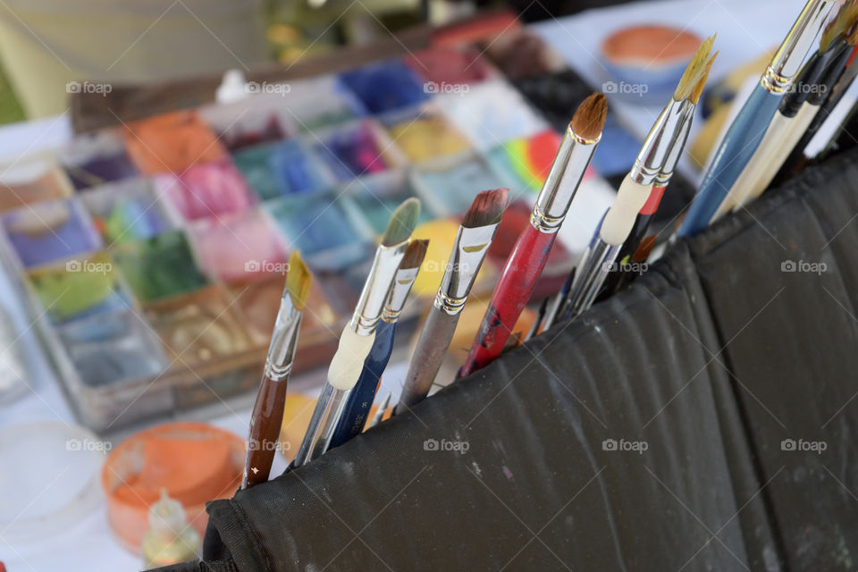 Variety of color brushes