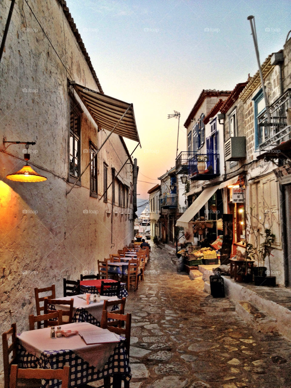sunset greece taverna hydra by diaplous