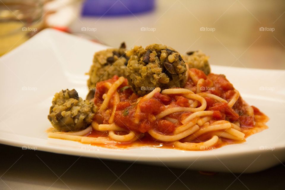 Spaghetti meatball veggie