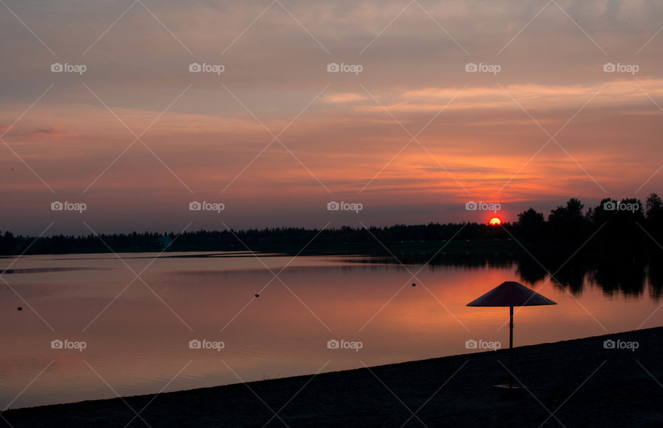 Sunset view at lake