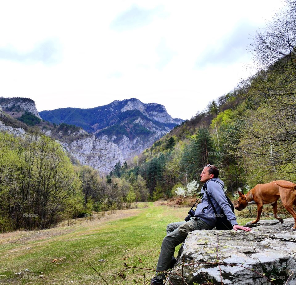 boy and his dog, Rhodope mountain, Bulgaria