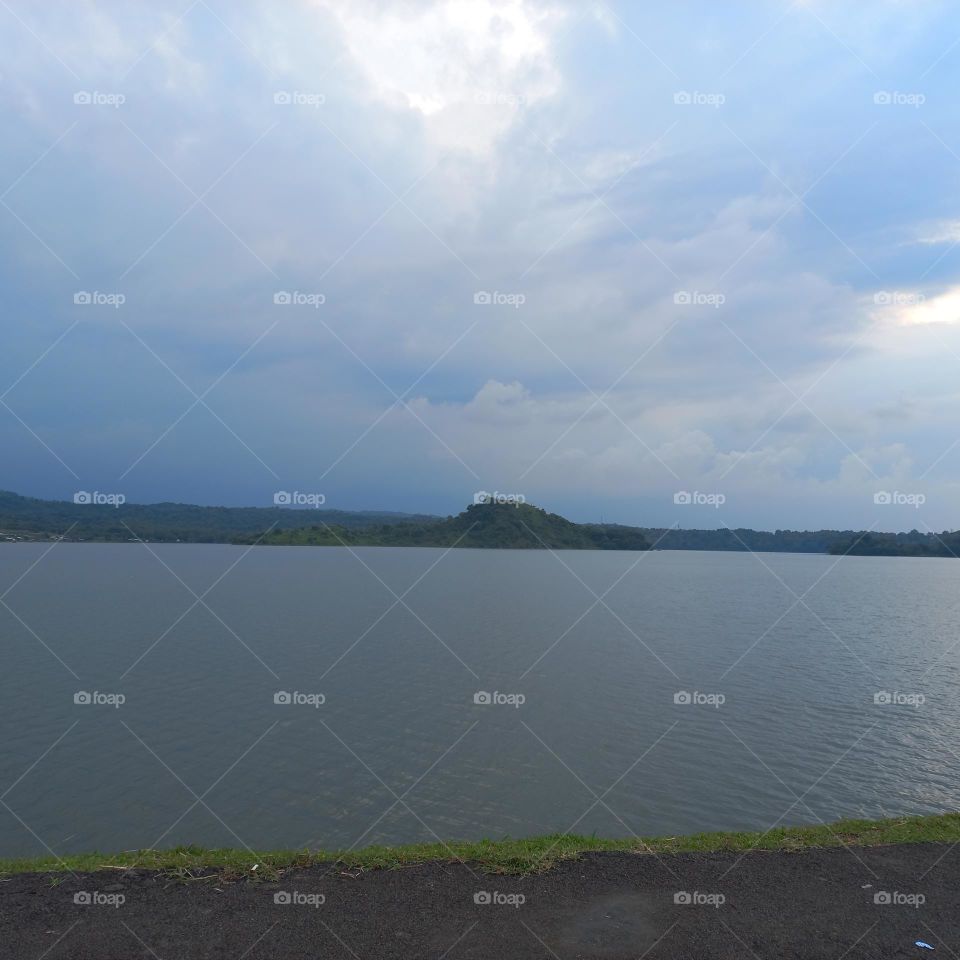 Beautiful view of the lakeside in the evening