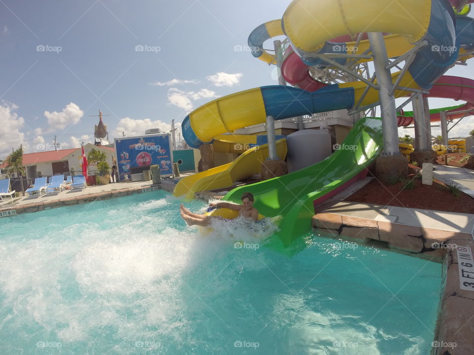 Waterslide summer fun. Taken in ocean city MD at thunder lagoon waterpark. 