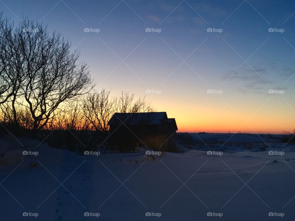 Beautiful farm sunset