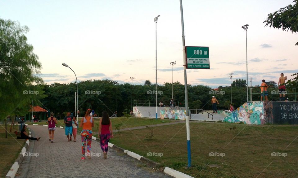 People doing exercises in the park