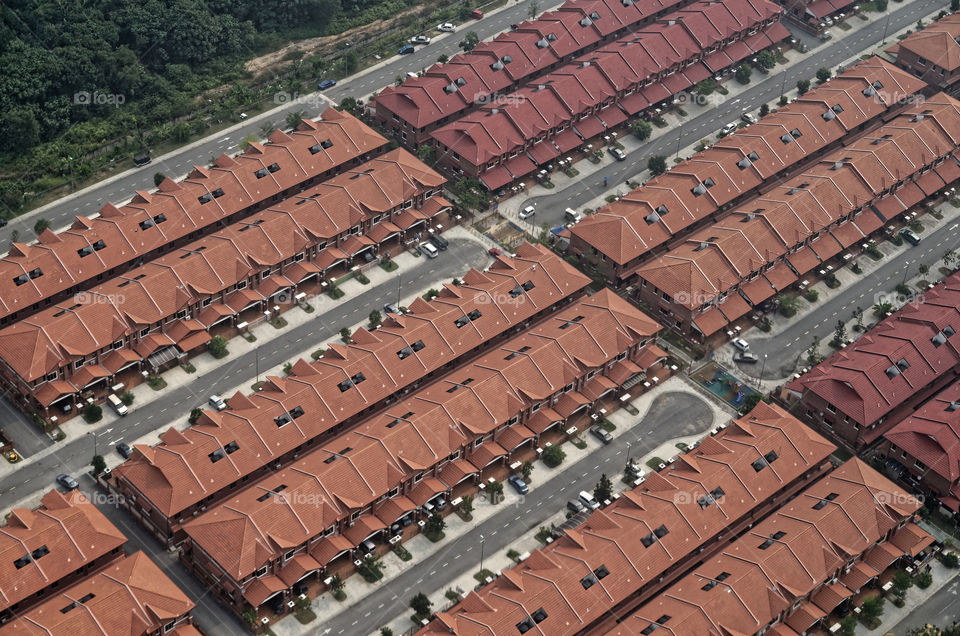 Man and the environment: New residential properties in neat barracks like rows