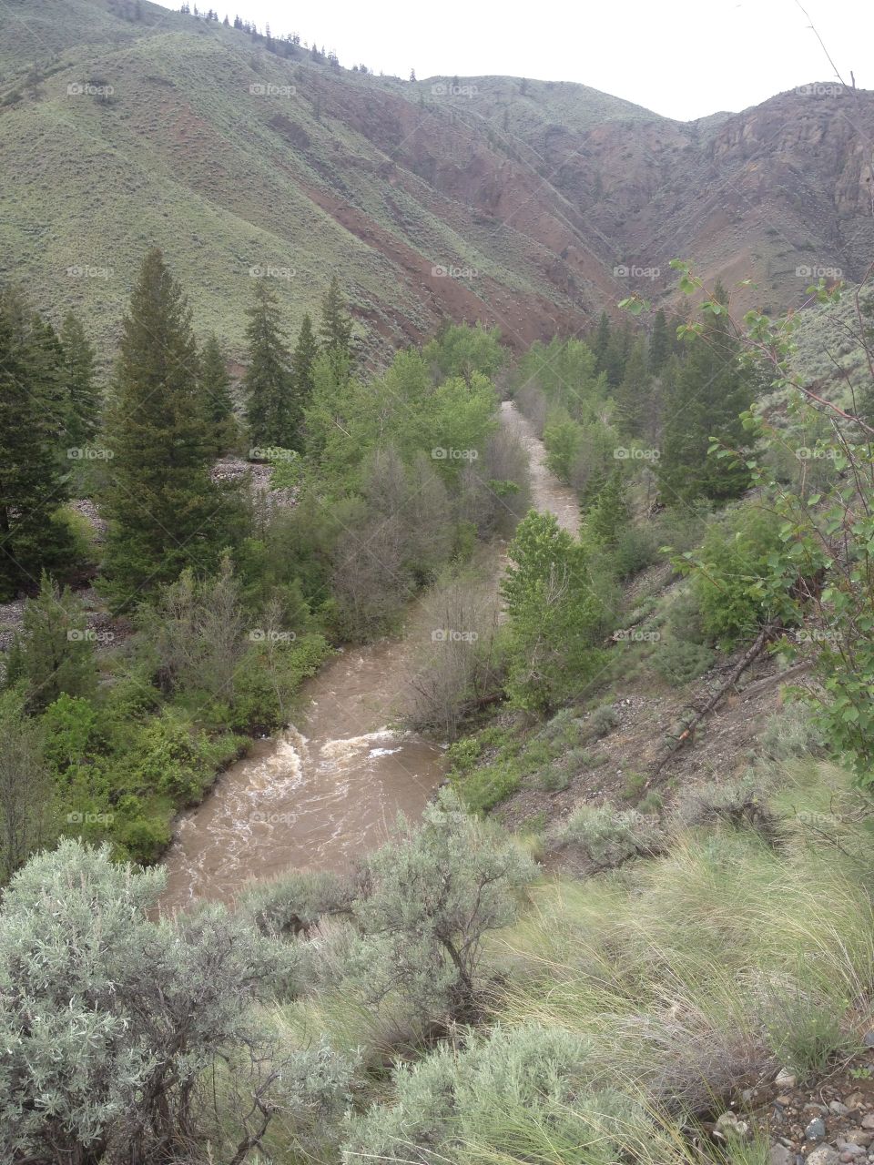 Scenic mountain view over a valley and river! 