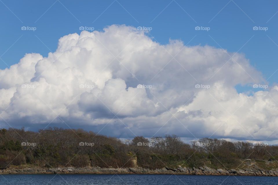 Big white cloud  on the blue sky