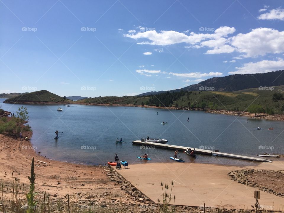 Paddle boarding at the lake in Colorado 