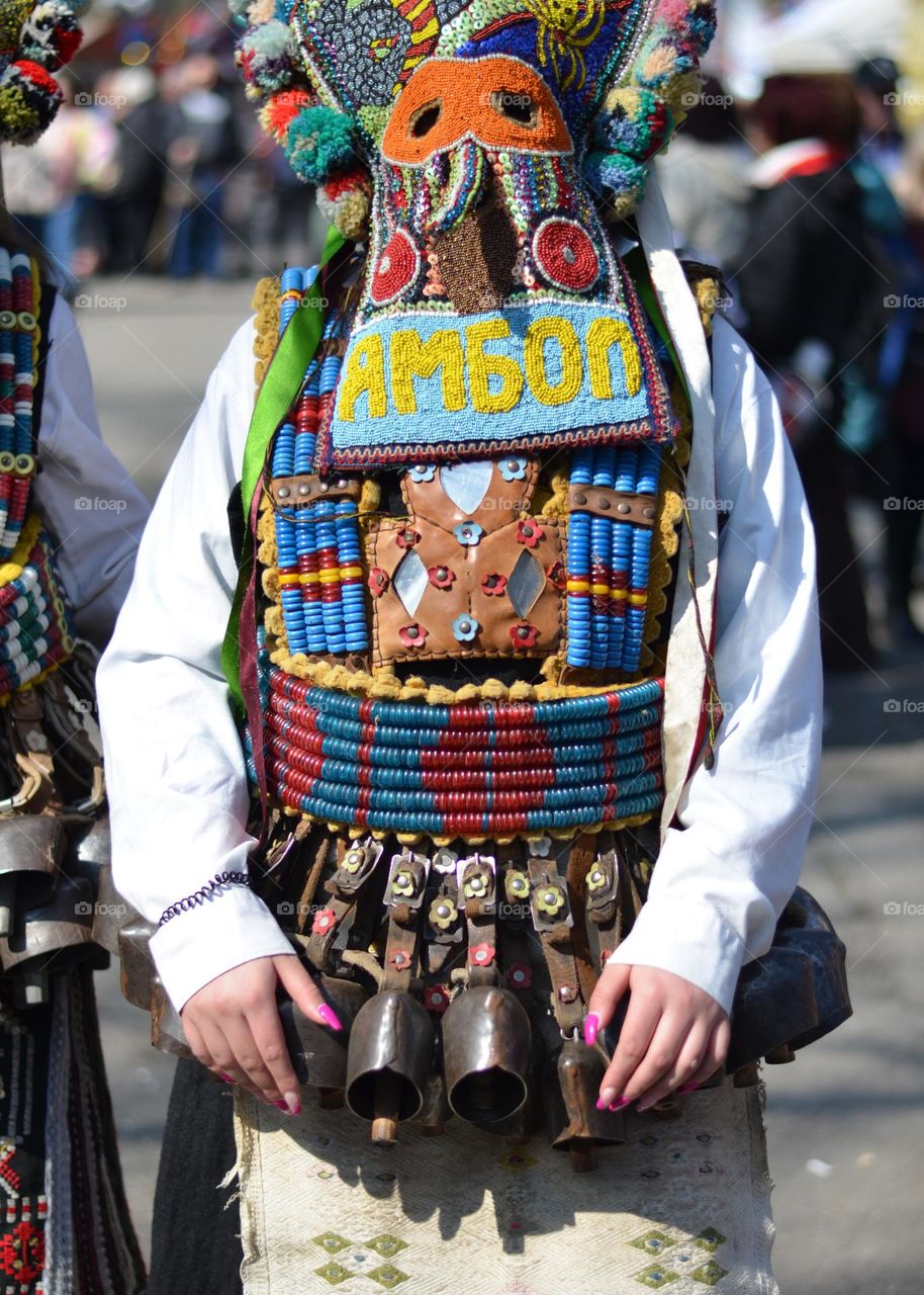 Kukeri are elaborately costumed Bulgarian man, who perform traditional rituals intended to scare away evil spirits. Until recently, all Kukeri were man, but now we can also see women 🙂