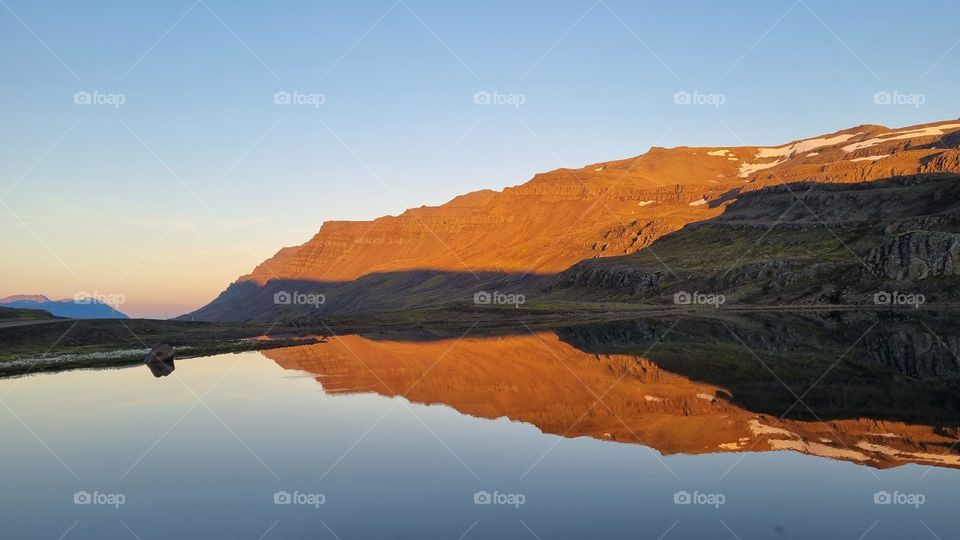 Sunset in East Fjords Iceland