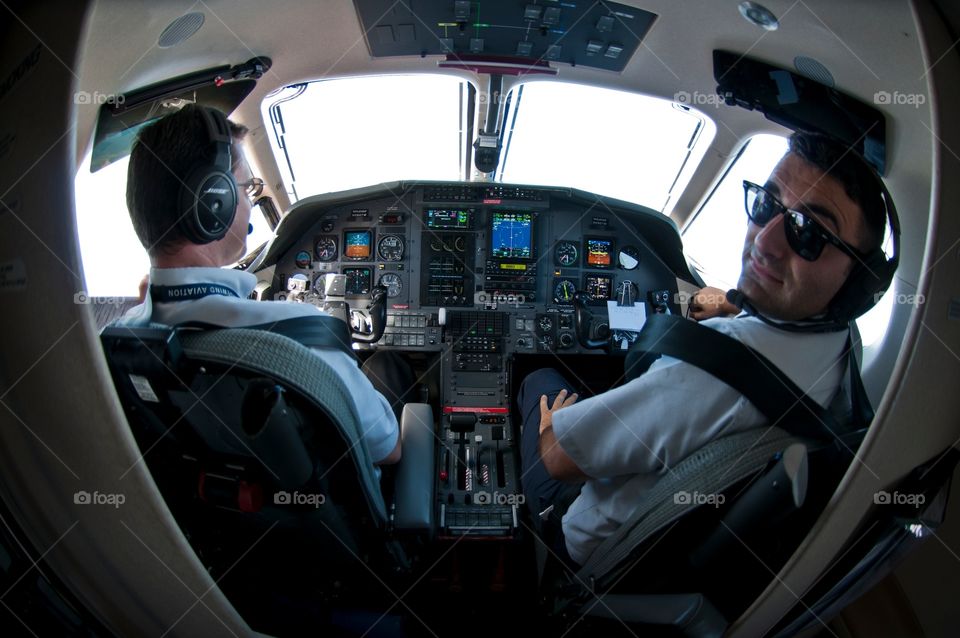 Cockpit of private jet flight to St Barths
