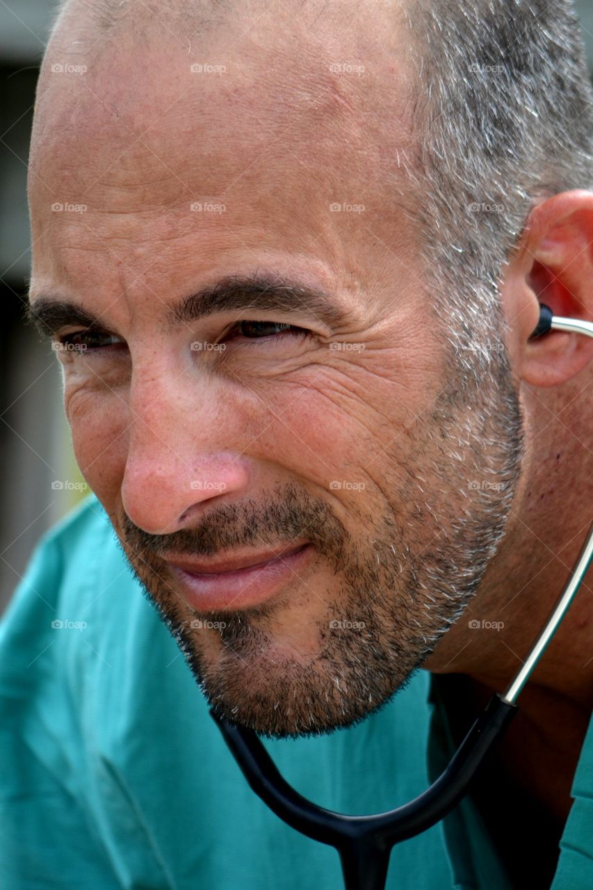 Close-up of man with stethoscope