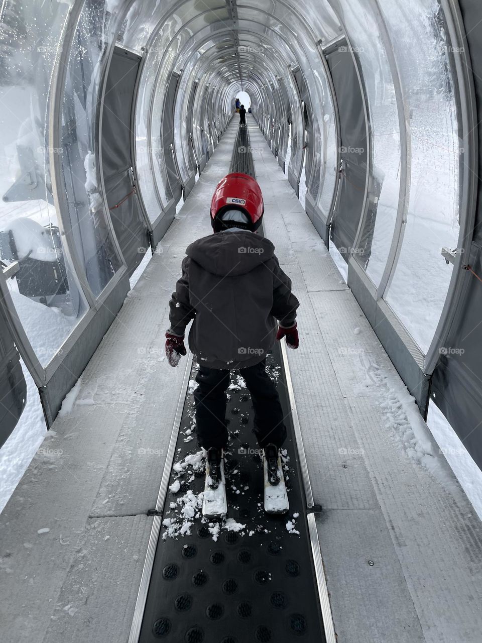 Riding the ballroom carpet up the slope