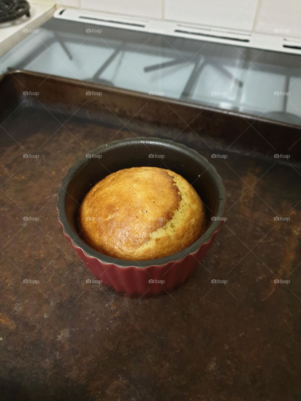 one lone mini cake freshly baked