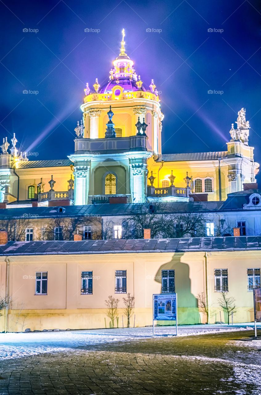 Night Lviv city scene