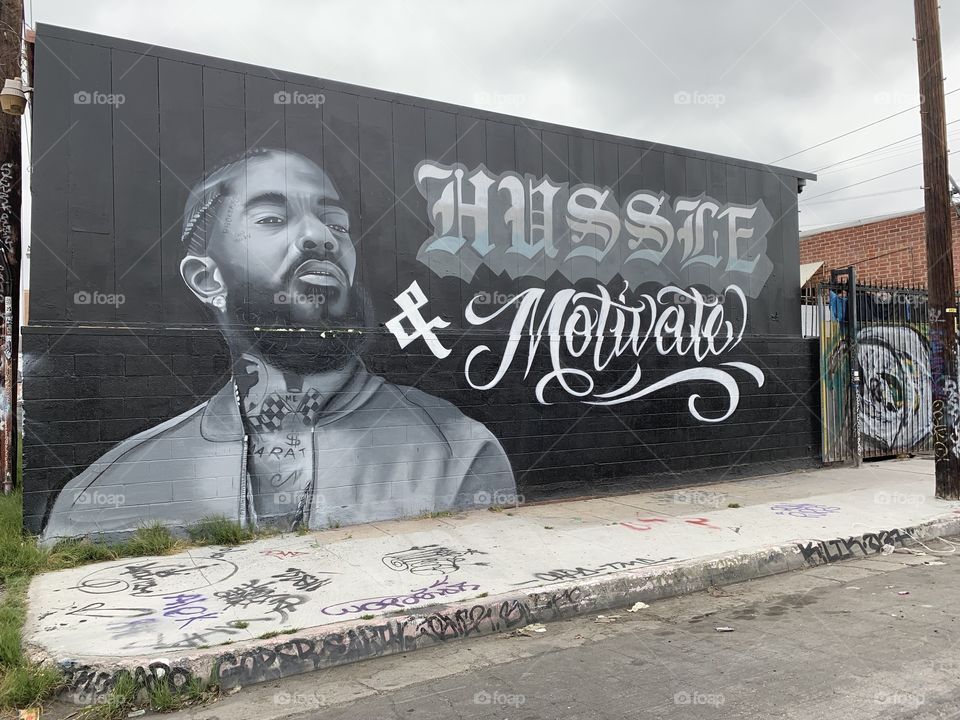 Nipsey Hussele mural in the Arts District of Los Angeles 