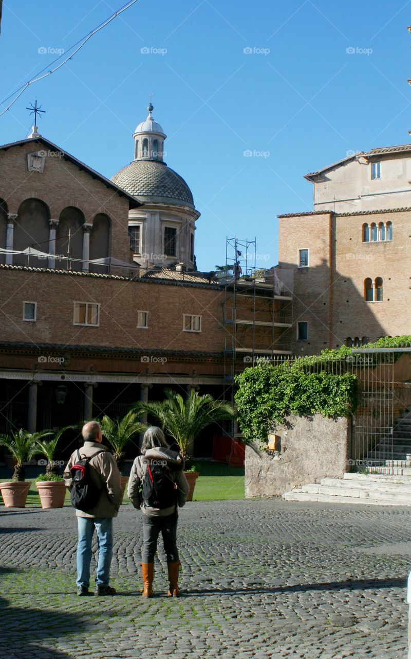 Tourists discovering Rome