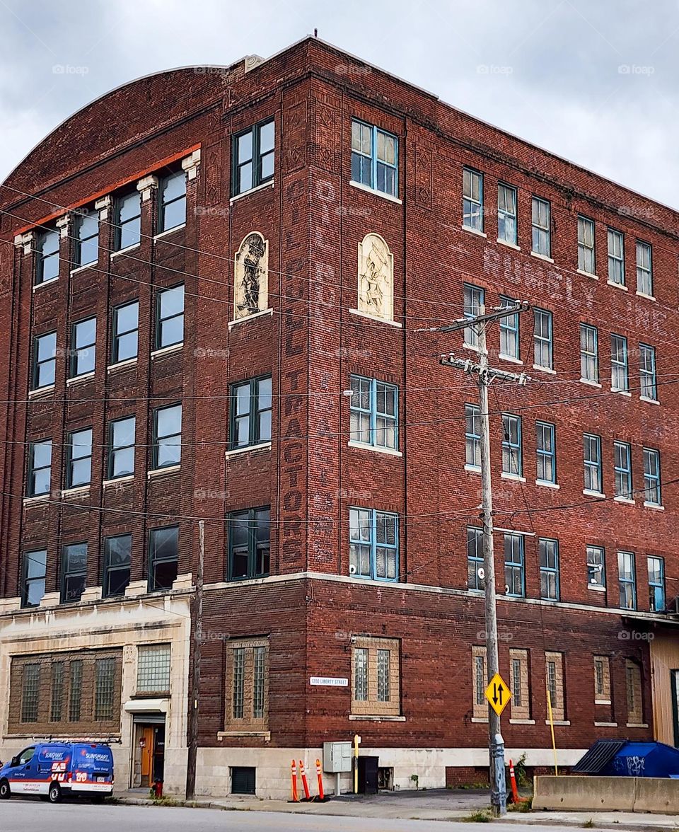 Ornate craft work has survived the test of time on a old historic building in downtown Kansas City
