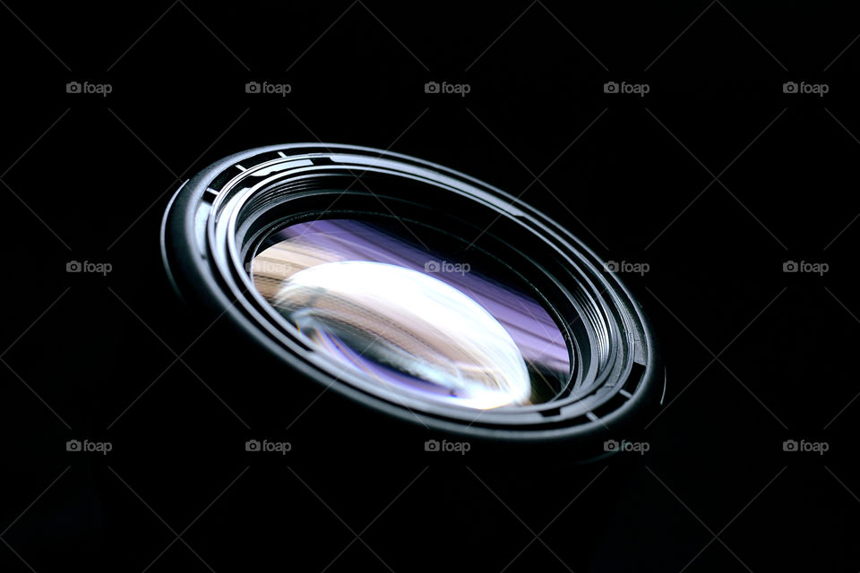 photo lens on a black background