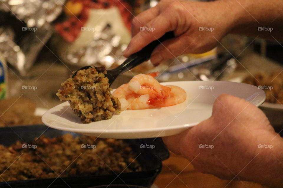 Shrimp with sage stuffing 