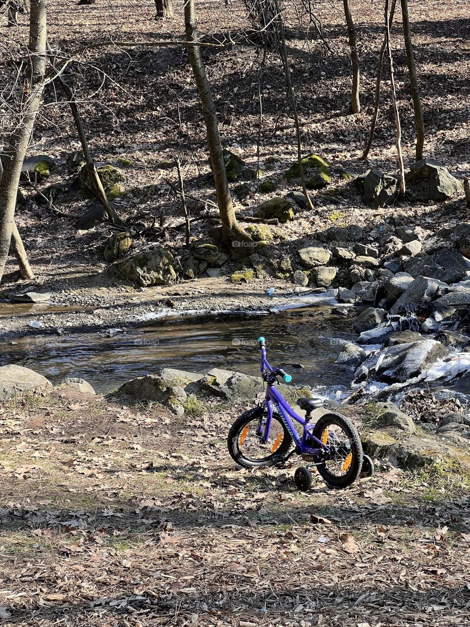 Bike on the bank of river 