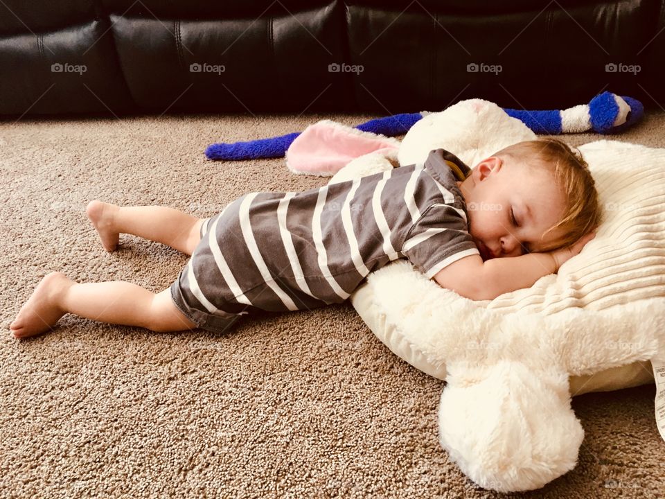 Fell asleep on the bunny pillow 