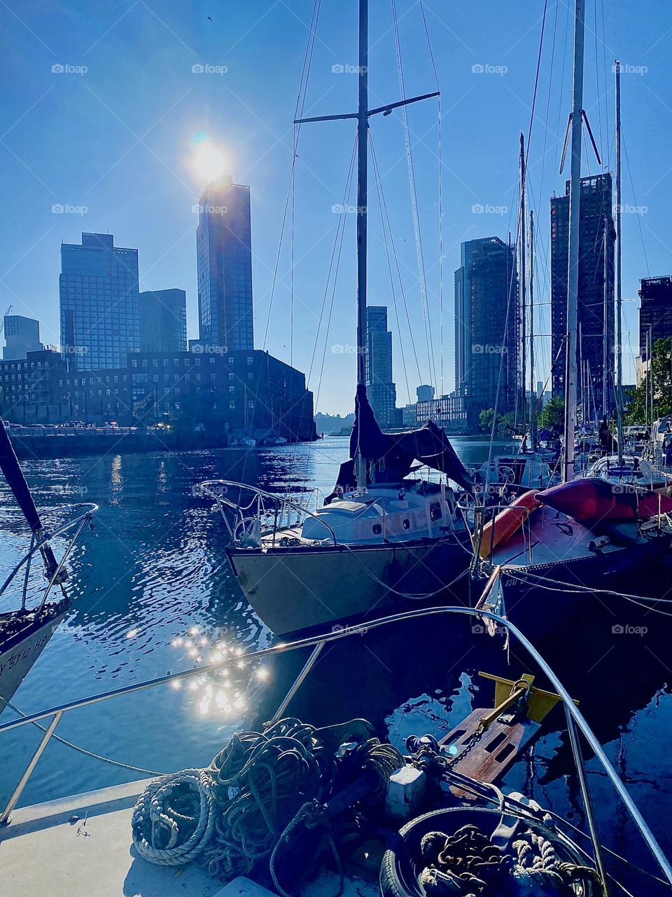 This is beautiful “Newtown Creek” by the “Pulaski Bridge” in LIC, Queens on a late afternoon seen from aboard “Salvation”, the “28 foot 1969 Luhrs” cabin cruiser that we call home. The sun is just beginning to set. 2023. Hypnotic Productions