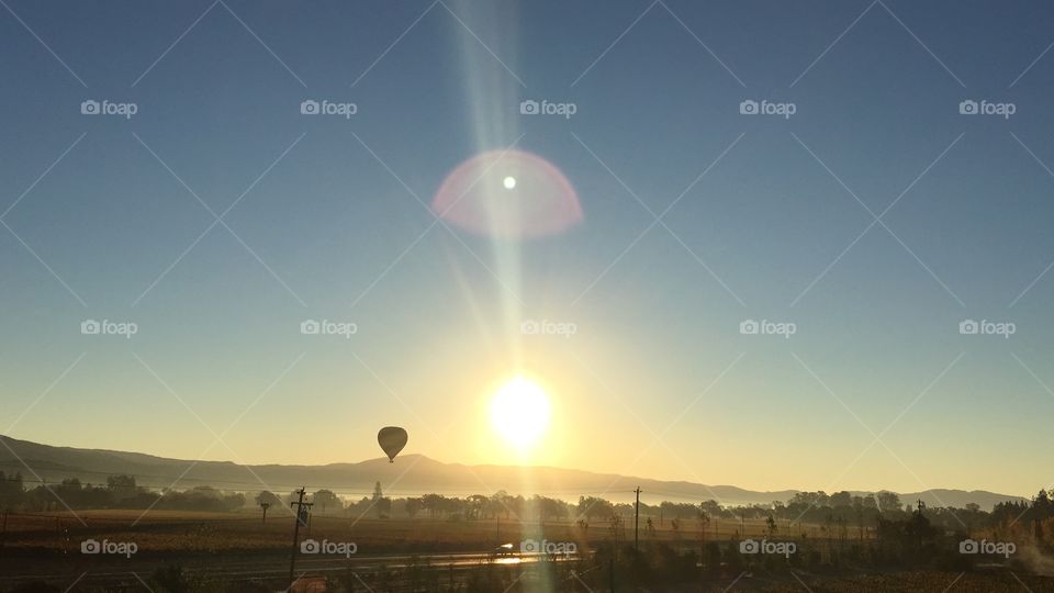 Sun rising Napa Valley
