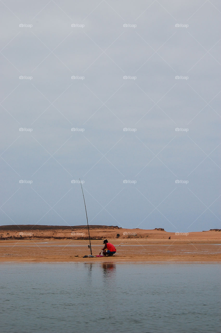 Fisherman in Oualidia . fisherman getting ready for the next catch