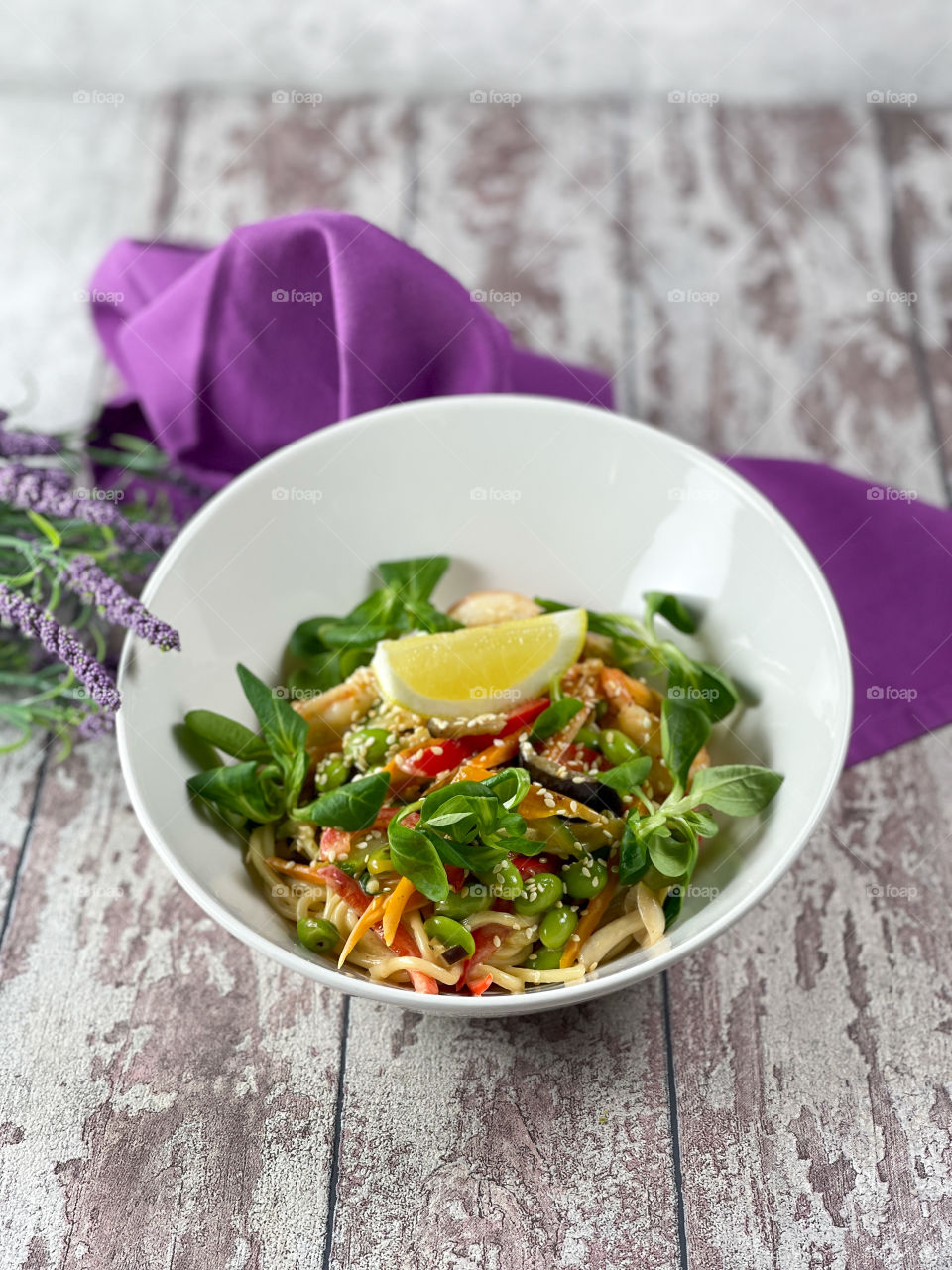 Noodles with shrimps